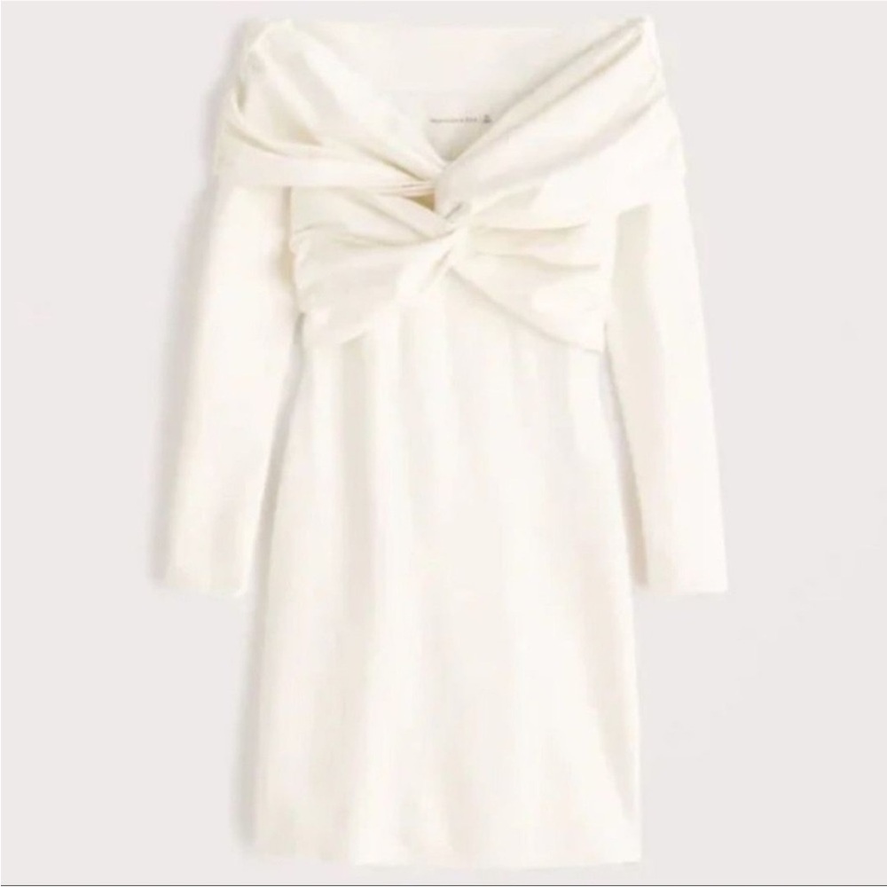 Abercrombie & Fitch Off the shoulder twist front mini dress ivory size XS
